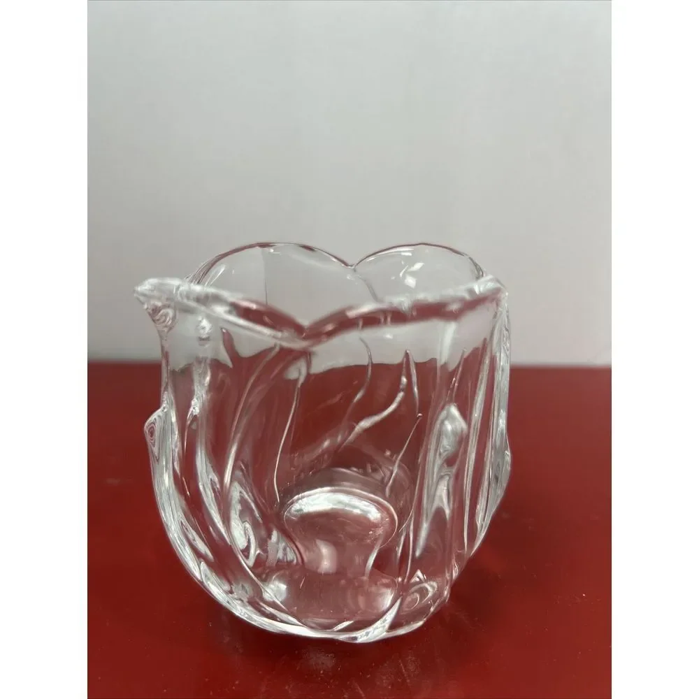 Clear Glass Rose Bud Shaped‎ Small Vase or Trinket Dish